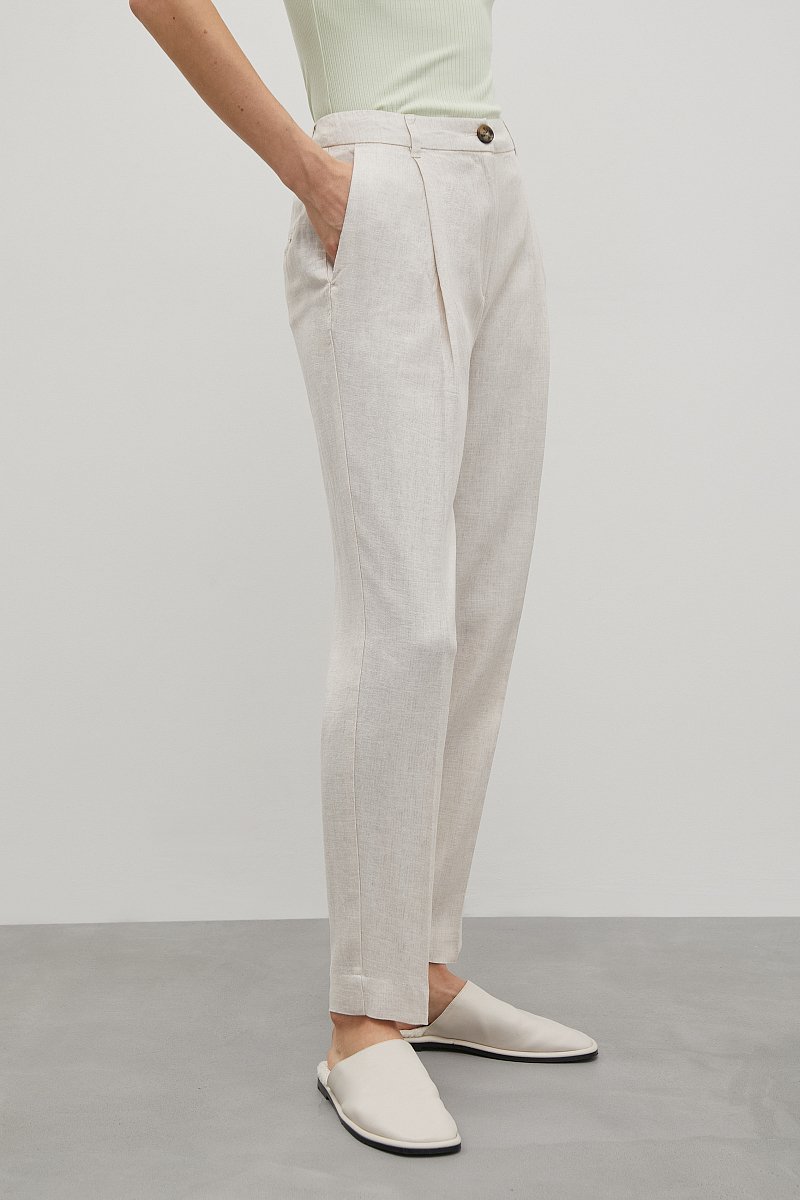 Льняные брюки женские casual стиля, цвет Алый, артикул: FSC110125_638835.Купить в интернет-магазине FINN FLARE